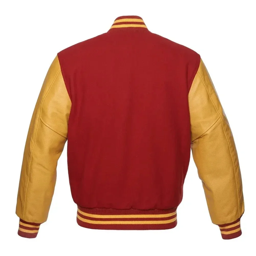 Stewart & Strauss Cardinal Red & Gold Varsity Letterman Jacket M Leather & Wool